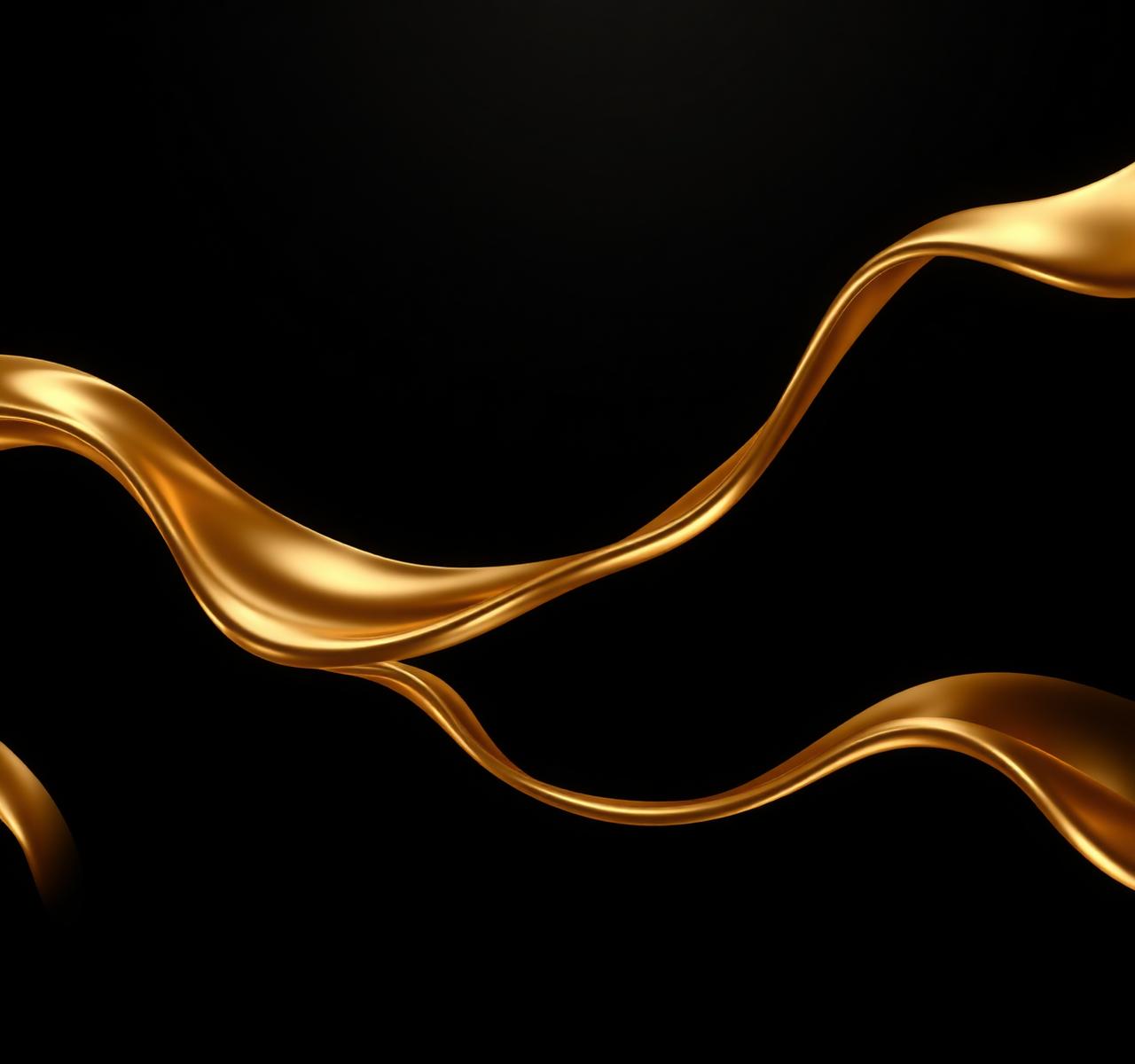 Liquid gold ribbons flowing through dark space - JWH Webdesigns